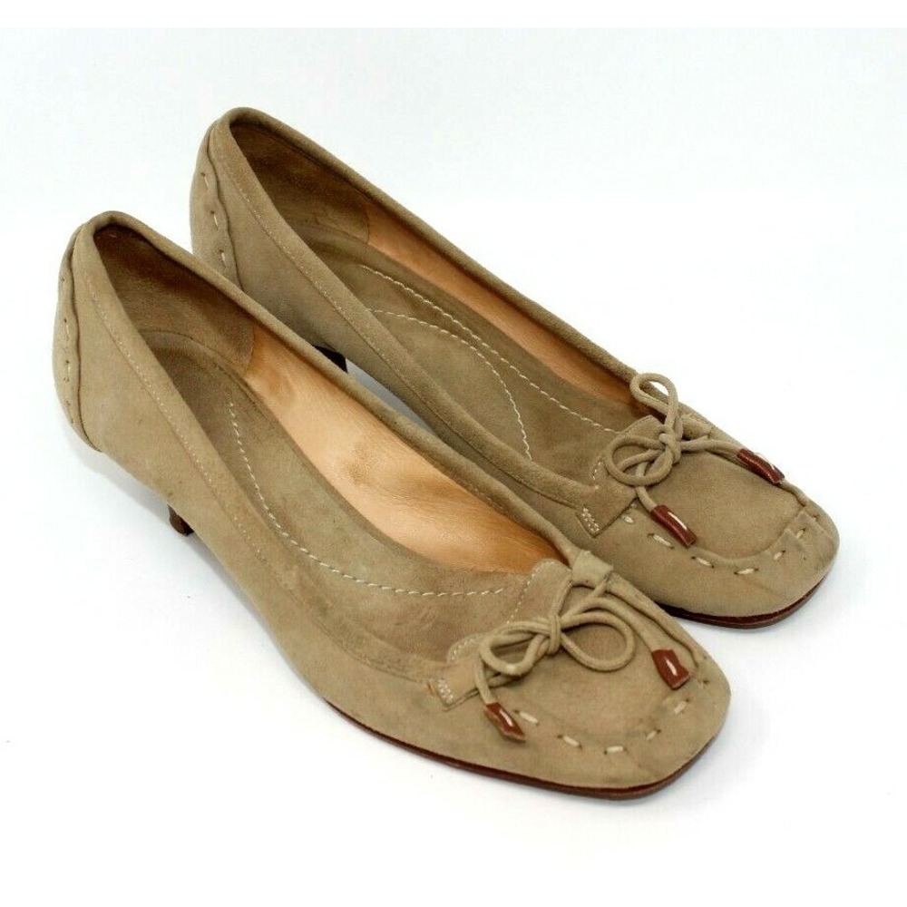 Kate Spade Shoes 6B Tan Suede Wood Kitten Heel